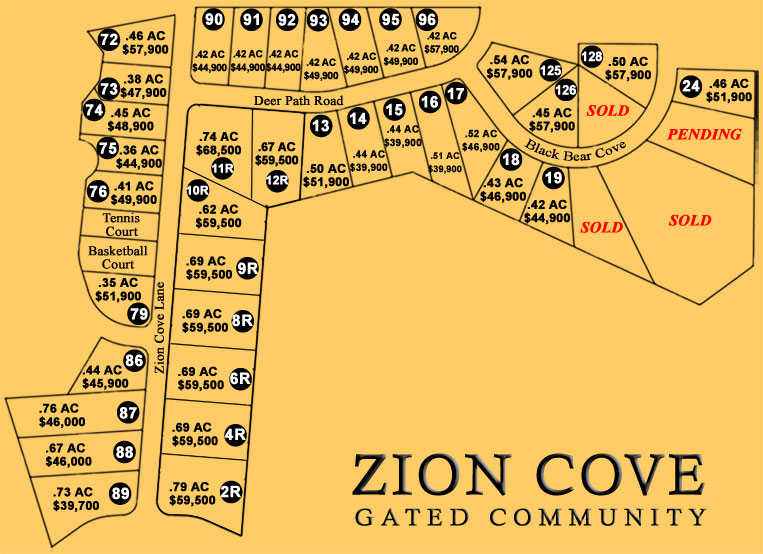 Zion Cove: Gated Community Property Map